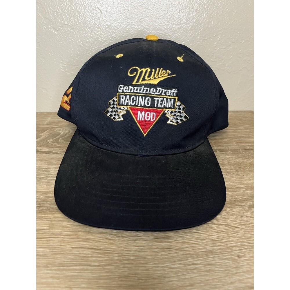 Vintage Rusty Wallace Miller Genuine Draft Racing Team Snapback Hat Cap 90s MGD